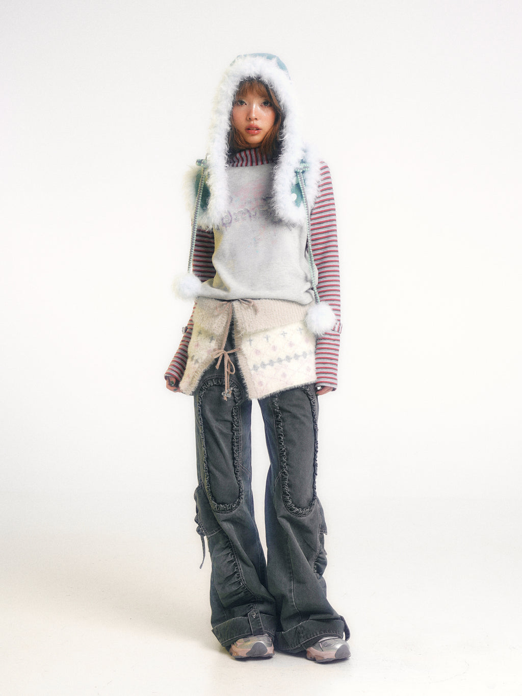 Low-Rise Strappy Wide-Leg Trousers (Adjustable Length)