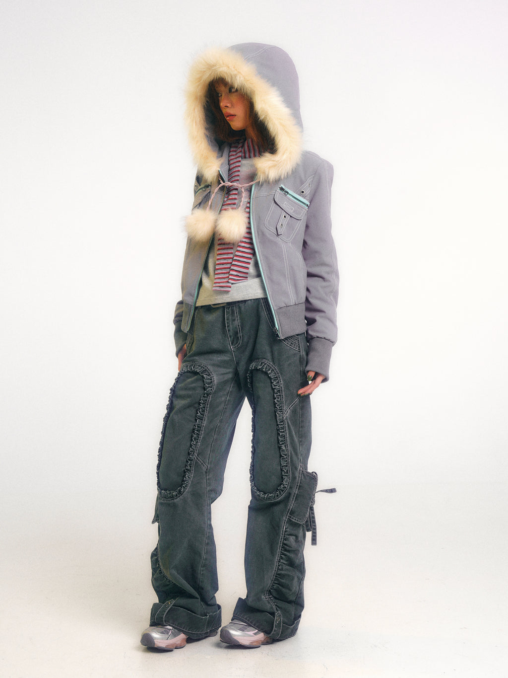 Low-Rise Strappy Wide-Leg Trousers (Adjustable Length)