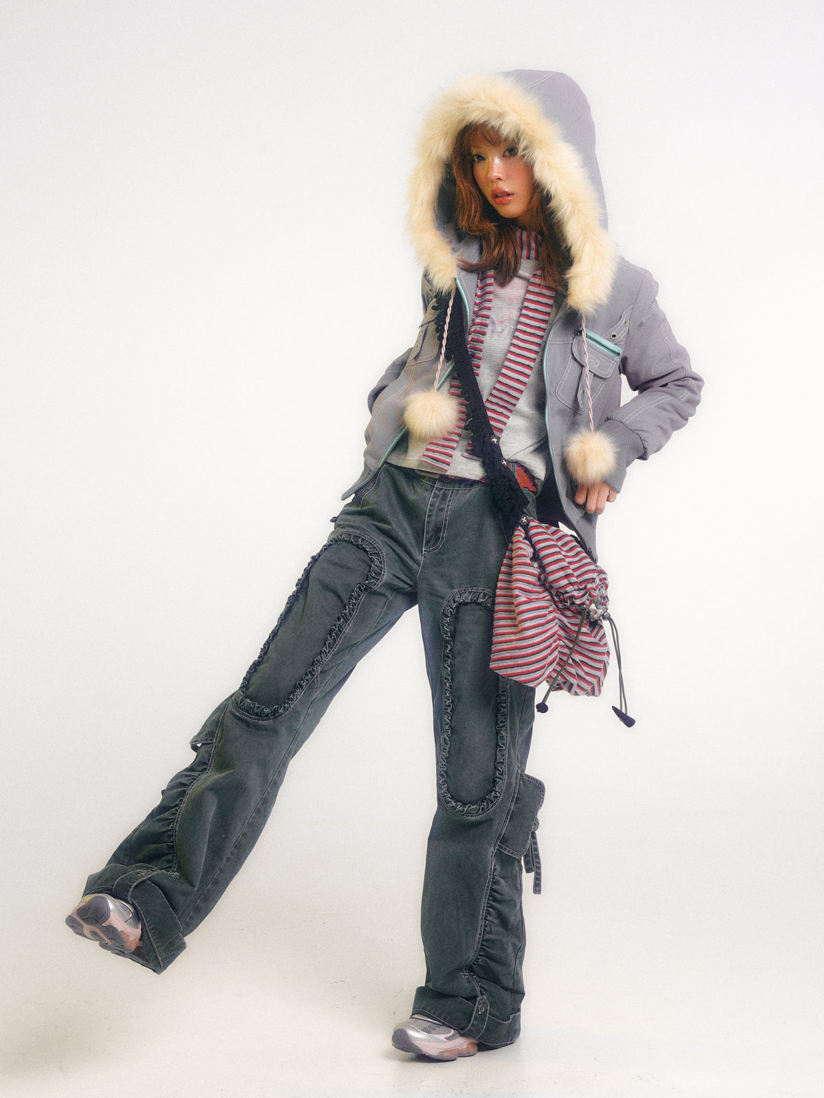 Low-Rise Strappy Wide-Leg Trousers (Adjustable Length)