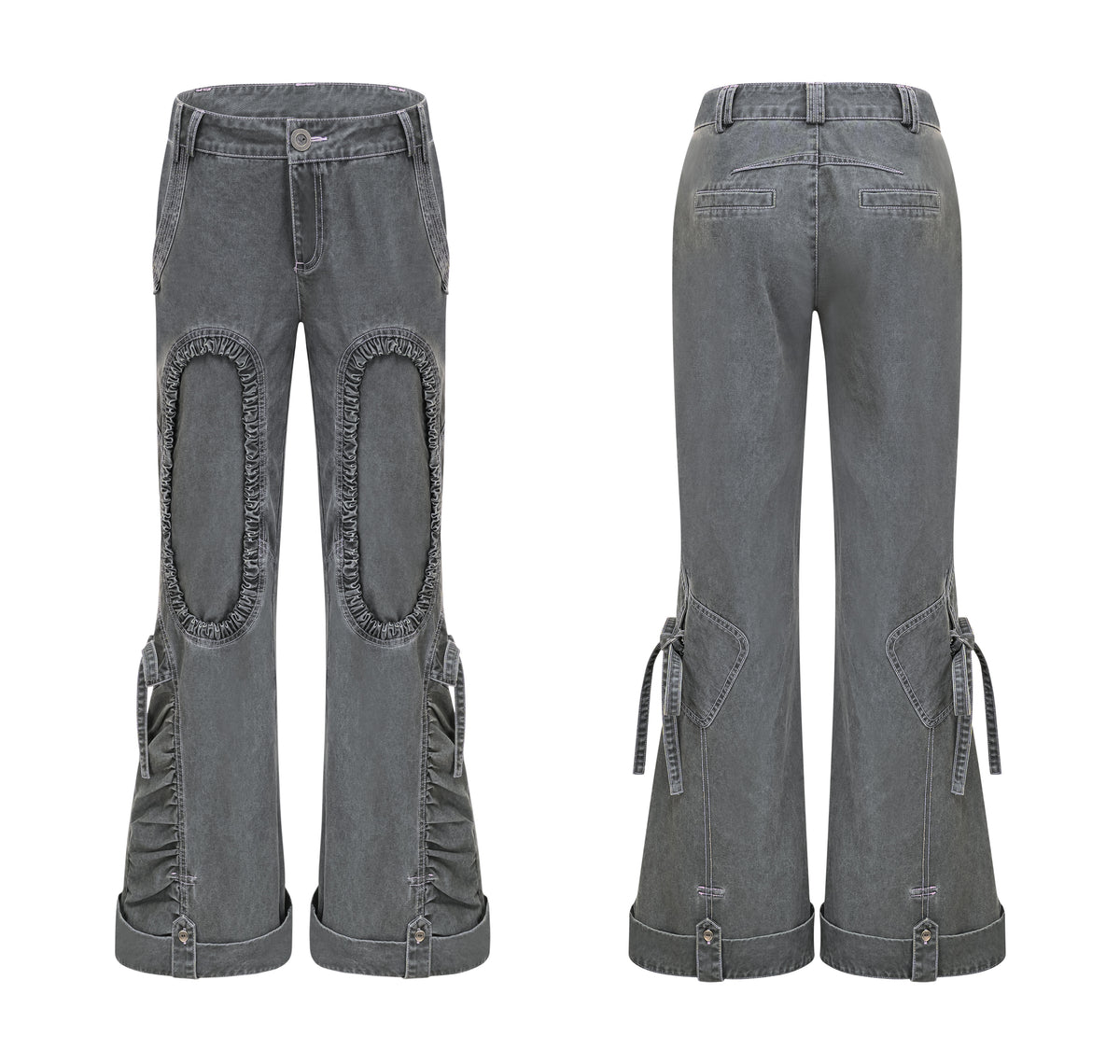 Low-Rise Strappy Wide-Leg Trousers (Adjustable Length)